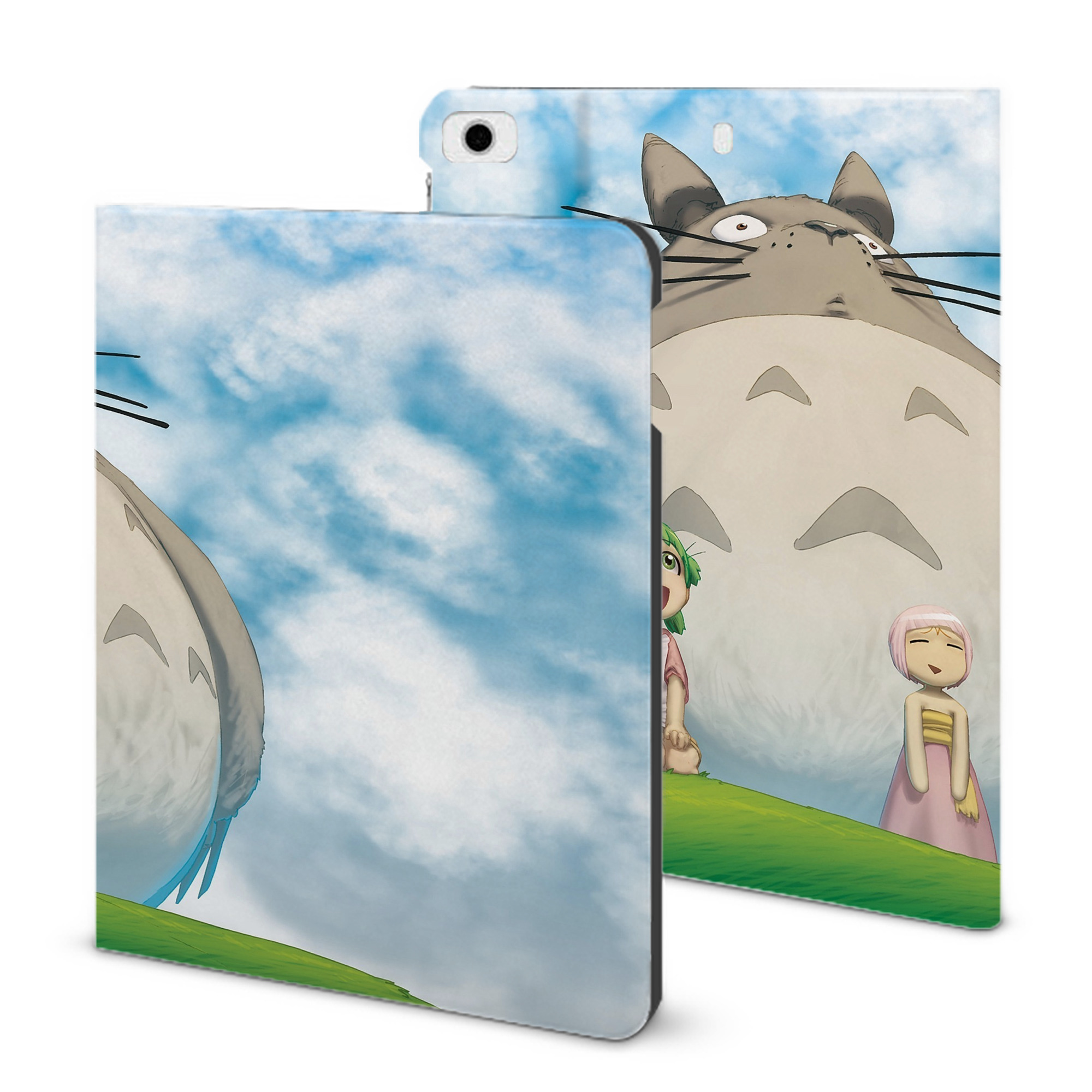 （画像用） となりのトトロ 草壁メイ 草壁サツキ My Neighbor Totoro Satsuki Kusakabe Mei Kusakabe IPad ケース ブック型 PUレザー TPU 耐衝撃 軽量 薄型 ペン収納なし 全面保護 IPad 各モデル対応